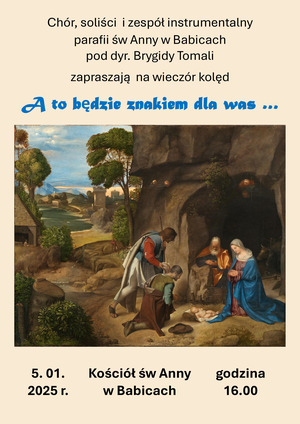 Plakat zapraszający na wieczór kolęd 2025