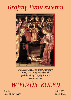Plakat zapraszający na wieczór kolęd 2026